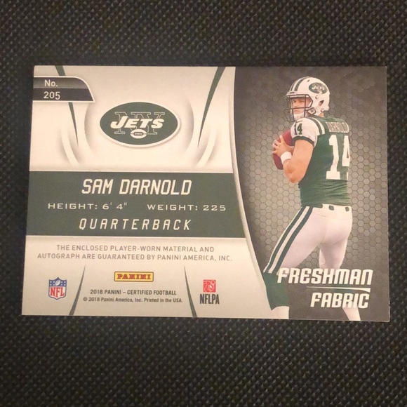 2018 Panini Certified - Freshman Fabric Signatures Mirror Red #205 Sam Darnold - Picture 5 of 5